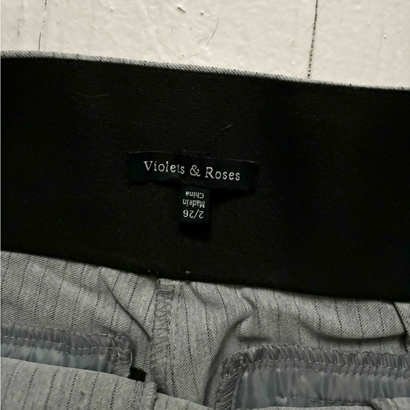 Light gray pinstripe violets and roses work pants - Picture 2 of 5